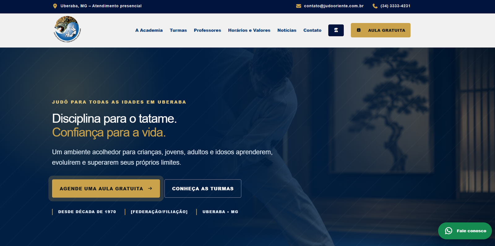 Site e aplicação de gestão da Academia Judô Oriente